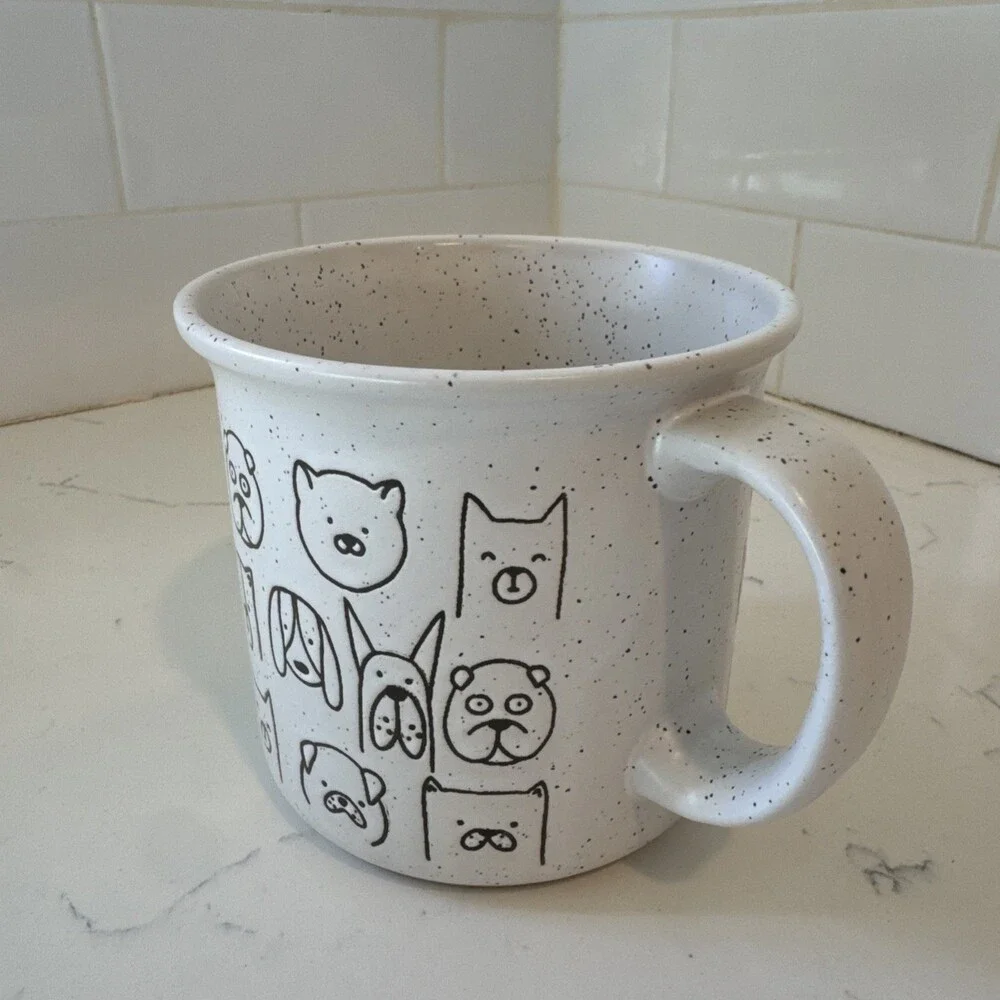 Winifred & Lily MUG Ceramic Stoneware DOG FACES Tan Speckle Oversize Coffee - Picture 2 of 9